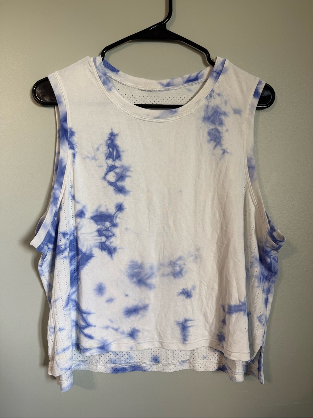 lululemon athletica Train To Be White and Light Blue Tie-Dye Muscle Tank